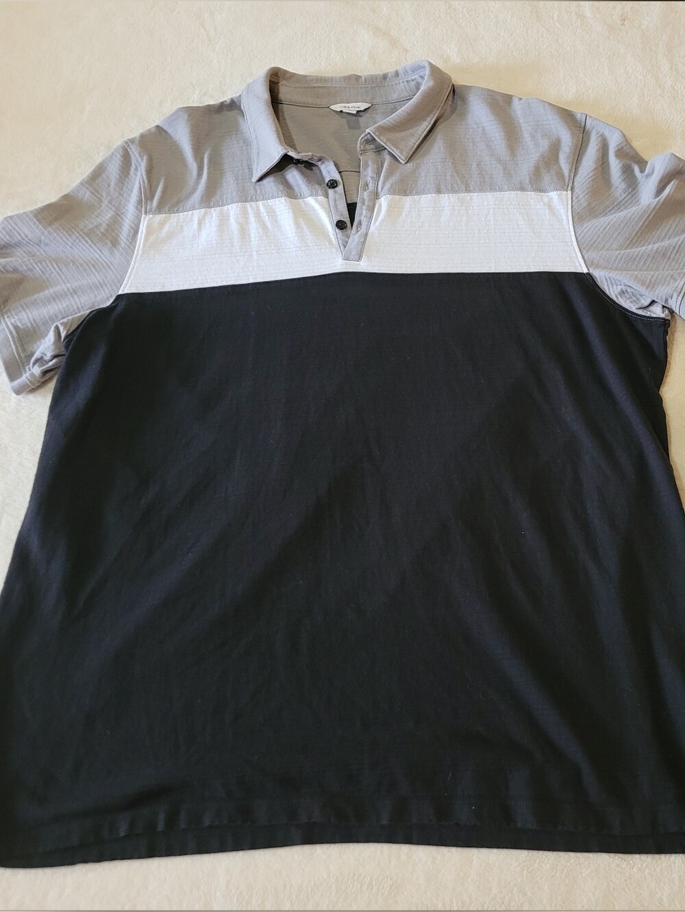 Calvin Klein Black White Gray Colorblock Polo Shirt Men's XXL